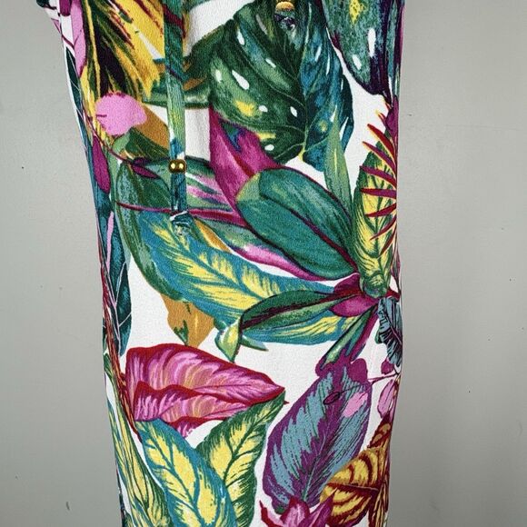 Susan Graver Soleil Brushed Knit Dress Palm Tropical Cover Up Terry Cloth Small - Picture 5 of 15